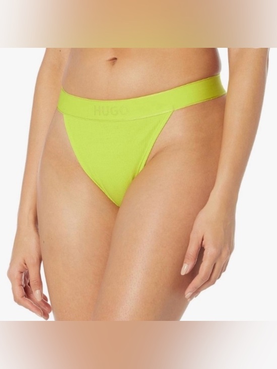 HUGO Other - HUGO Neon Yellow Ribbed High-Cut Bikini Bottom